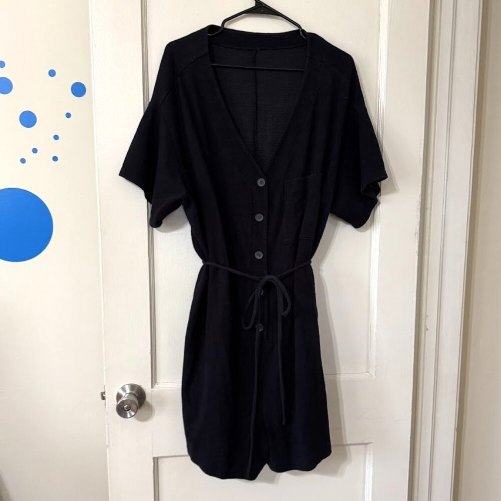 Old Navy Textured Knit Utility Romper | 3X | Black